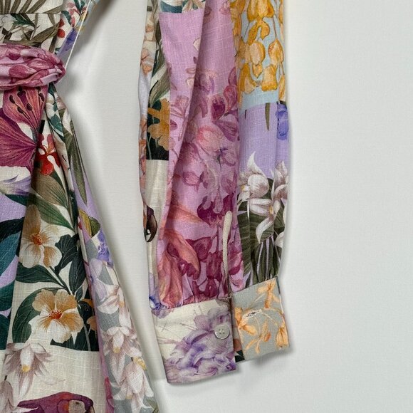 ZARA BLOGGER'S FAVE DRESS Multi-Color Viscose Linen Floral +, Med New w/out Tags - Picture 13 of 15